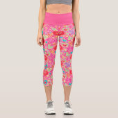 Leggings Capri Motif mignon rouge rose Turquoise Whimsical Hearts (Recto)