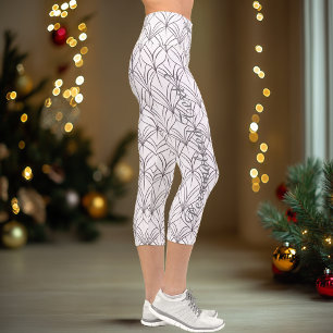 Leggings Capri Motif minimaliste noir et blanc chic personnalisé