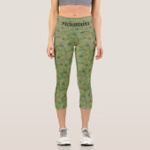 Leggings Capri Motif moderne Abstrait vert et beige avec texte (Recto)
