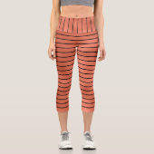 Leggings Capri Motif moderne élégant en cuivre noir rayures (Recto)