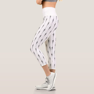 Leggings Capri Motif musical de clé de sol fondue noir et blanc