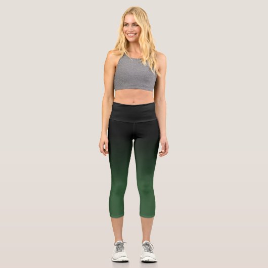 Leggings Capri Motif noir et chasseur vert Ombre (Recto)