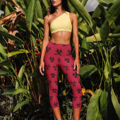Leggings Capri Motif noir et rouge bio-danger Yoga