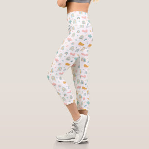 Leggings Capri Motif nuage Rainbow et pluie amusant