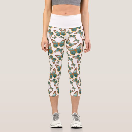 Leggings Capri Motif papillon bleu dégradé (Recto)