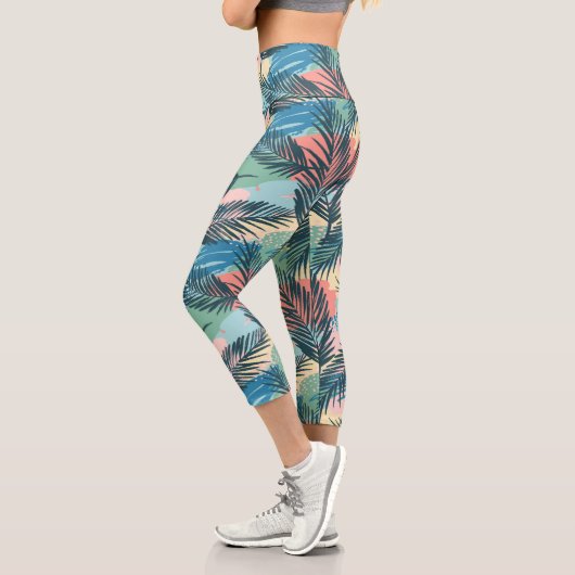 Leggings Capri Motif Pastel Tropical Leaf (Gauche)