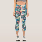 Leggings Capri Motif Pastel Tropical Leaf (Recto)