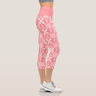 Leggings Capri Motif patchwork naval rose