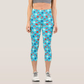 Leggings Capri Motif Patriotique Rouge Blanc et Bleu Chien Paws (Recto)