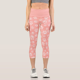 Leggings Capri Motif Pattes Mignon Rose