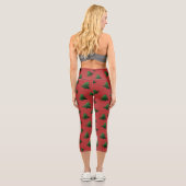 Leggings Capri Motif pétillant vert sapin de Noël (Verso)