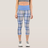 Leggings Capri Motif Plaid Taupe Bleu (Recto)