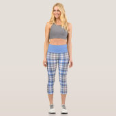 Leggings Capri Motif Plaid Taupe Bleu (Recto)