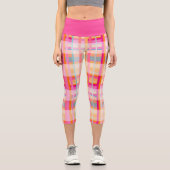 Leggings Capri Motif Plaid Vintage Rétro En Pastels (Recto)