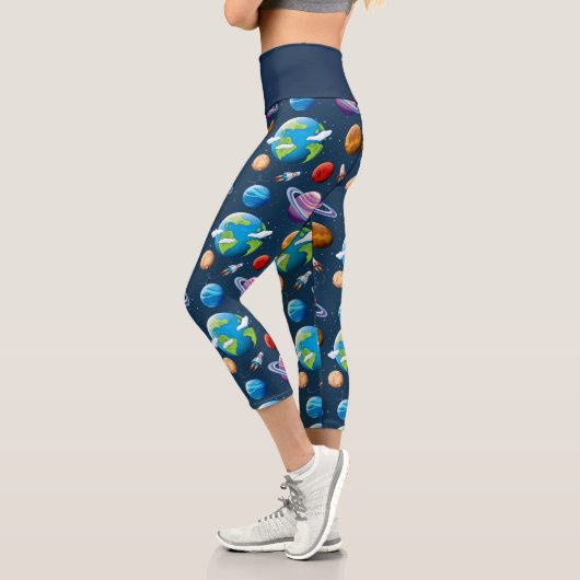 Leggings Capri Motif Planète et étoiles (Gauche)