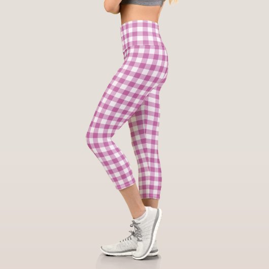 Leggings Capri Motif plaqué rose En vichy moderne (Gauche)