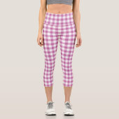 Leggings Capri Motif plaqué rose En vichy moderne (Recto)