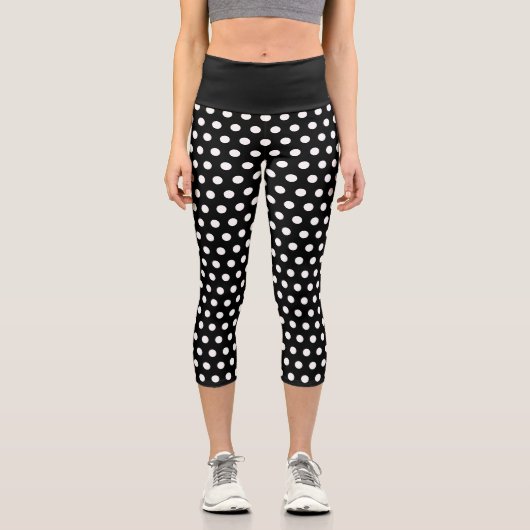 Leggings Capri Motif pois noir et blanc tendance (Recto)