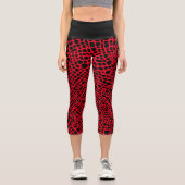 Leggings Capri Motif psychédélique rouge et noir (Recto)