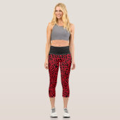 Leggings Capri Motif psychédélique rouge et noir (Recto)