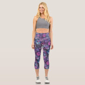 Leggings Capri Motif psychédélique Trippy violet (Recto)
