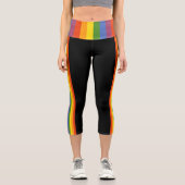 Leggings Capri Motif rayé arc-en-ciel coloré (Recto)
