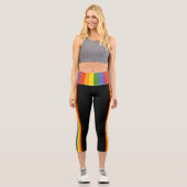 Leggings Capri Motif rayé arc-en-ciel coloré (Recto)