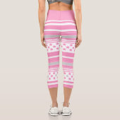 Leggings Capri Motif rayé rose avec étoiles (Verso)