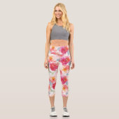 Leggings Capri Motif rose Aquarelle Peony (Recto)