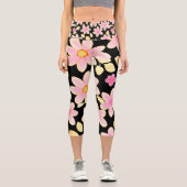 Leggings Capri Motif rose et noir (Recto)