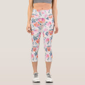 Leggings Capri Motif rose et Turquoise (Recto)
