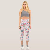 Leggings Capri Motif rose et Turquoise (Recto)