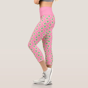 Leggings Capri Motif rose et vert rétro