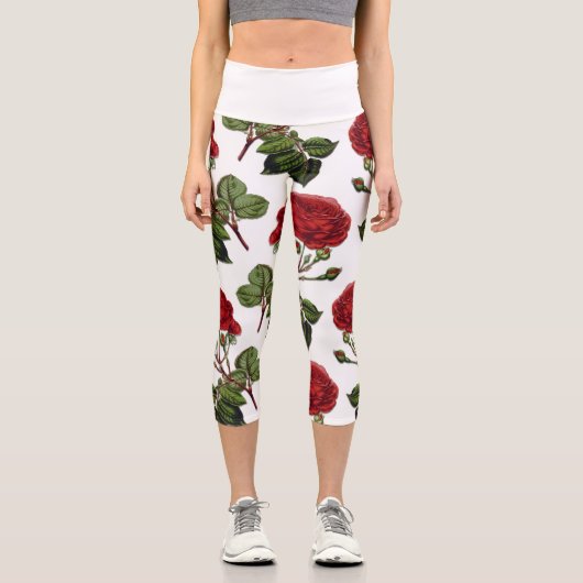 Leggings Capri Motif Rose Red Long Stem (Recto)