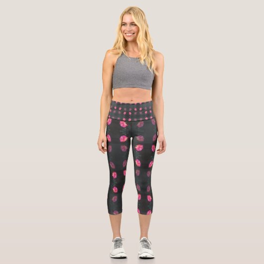 Leggings Capri Motif Rose Rose (Recto)