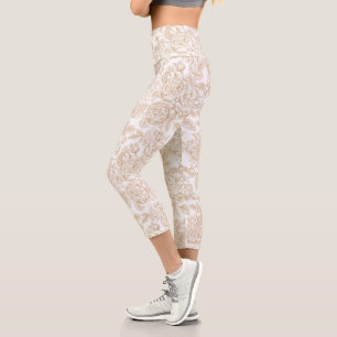 Leggings Capri Motif Rose Vintage beige