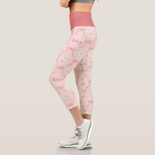 Leggings Capri Motif Ruban Rose Hedwig