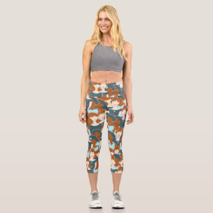 Leggings Capri Motif sans couture avec filles noires et blanches