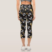 Leggings Capri Motif sans couture avec libellules d'or (Verso)