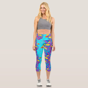 Leggings Capri Motif sans fil de poissons tropicaux