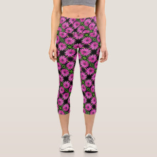 Leggings Capri Motif simple violet africain de marguerite