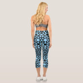 Leggings Capri Motif Sky Blue et Black Snowflake (Verso)