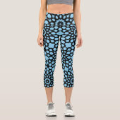 Leggings Capri Motif Sky Blue et Black Snowflake (Recto)