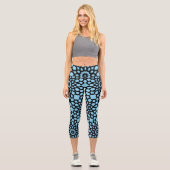Leggings Capri Motif Sky Blue et Black Snowflake (Recto)