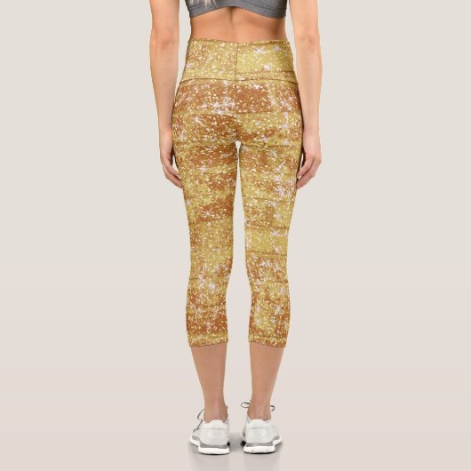 Leggings Capri Motif Sparkly Gold Parties scintillant Chic Textur (Verso)