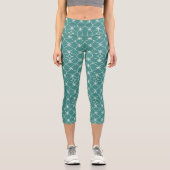 Leggings Capri Motif Starburst turquoise avec texte et logo perso (Recto)
