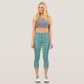 Leggings Capri Motif Starburst turquoise avec texte et logo perso (Recto)