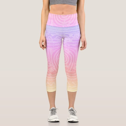 Leggings Capri Motif sumérien mésopotamien rose (Recto)