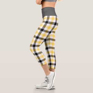 Leggings Capri Motif Tartan jaune moderne