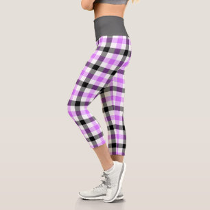 Leggings Capri Motif Tartan mauve moderne